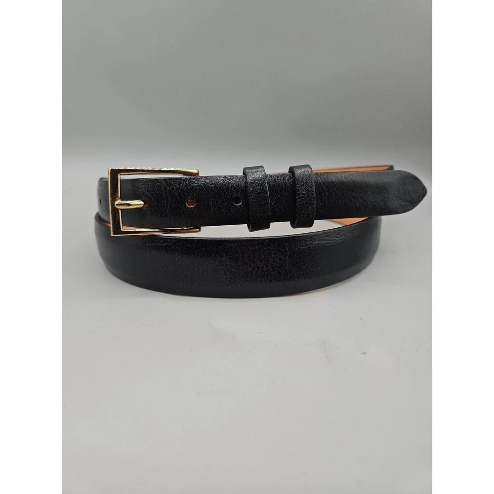 Men's Black Asian Buffalo Crescent Leather Belt Handcrafted In USA 46